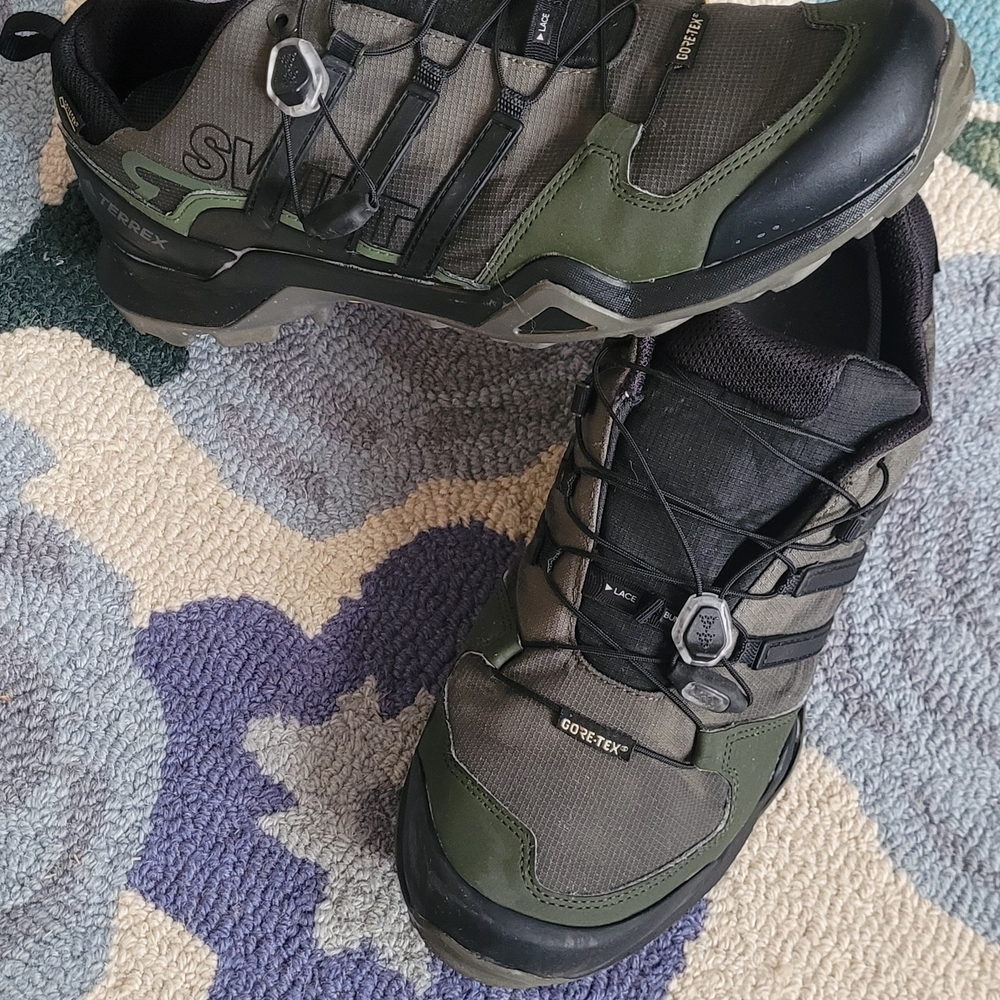 Adidas TERREX hiking / trail shoes. Green and Black.